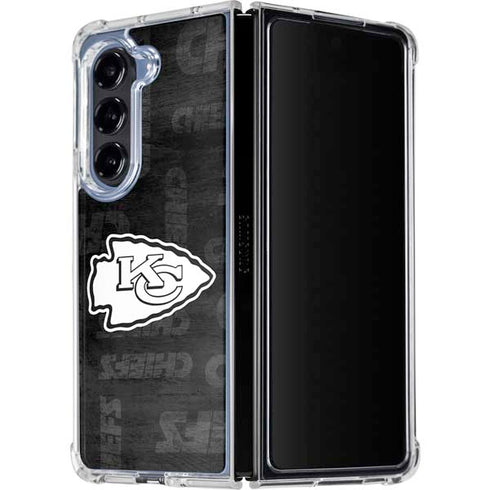 NFL Kansas City Chiefs Black & White Galaxy Z Fold5 5G Clear Case