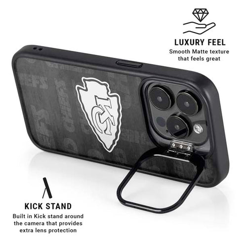 NFL Kansas City Chiefs Black & White iPhone 14 Pro Max Kickstand Case