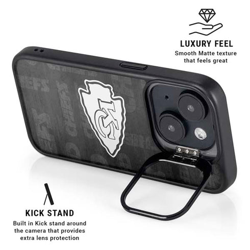 NFL Kansas City Chiefs Black & White iPhone 15 Kickstand Case