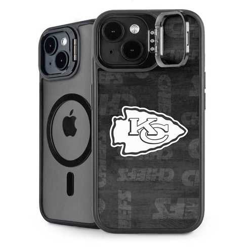 NFL Kansas City Chiefs Black & White iPhone 15 Plus Kickstand Case