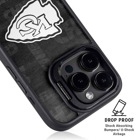 NFL Kansas City Chiefs Black & White iPhone 15 Pro Max Kickstand Case