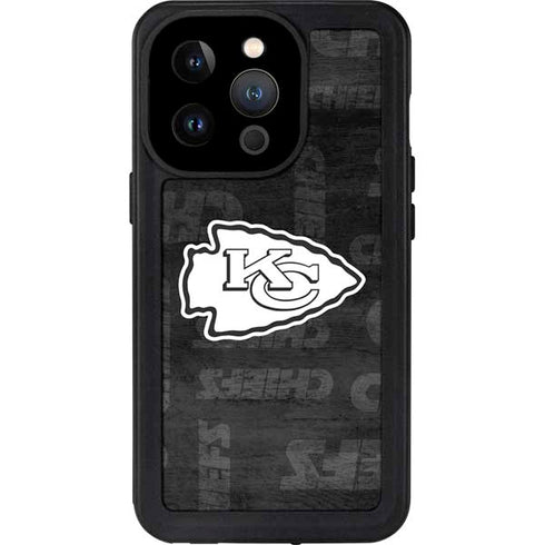 NFL Kansas City Chiefs Black & White iPhone 15 Pro Waterproof Case