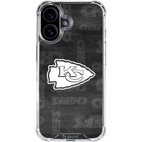 NFL Kansas City Chiefs Black & White iPhone 16 Clear Case