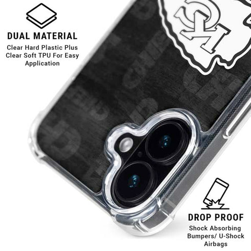 NFL Kansas City Chiefs Black & White iPhone 16 Clear Case