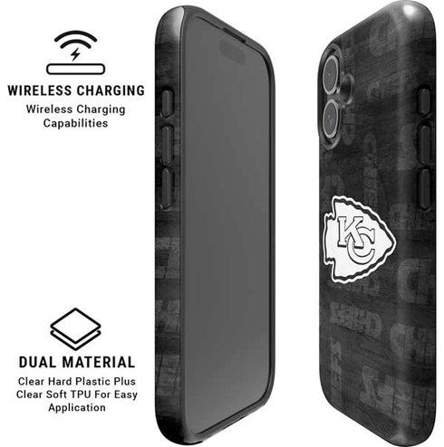 NFL Kansas City Chiefs Black & White iPhone 16 Magsafe Impact Case