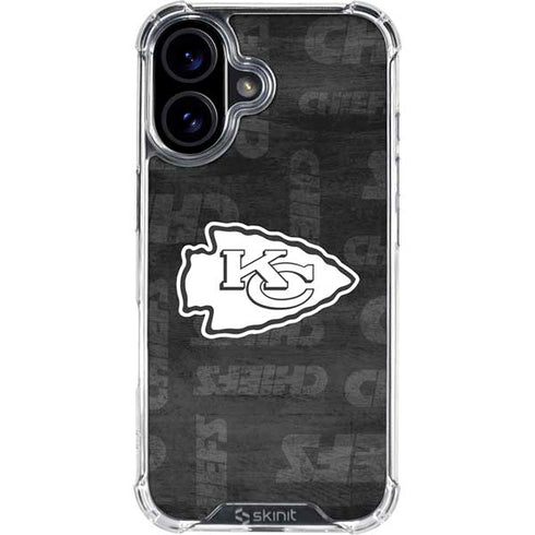 NFL Kansas City Chiefs Black & White iPhone 16 Plus Clear Case