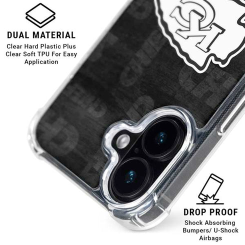 NFL Kansas City Chiefs Black & White iPhone 16 Plus Clear Case