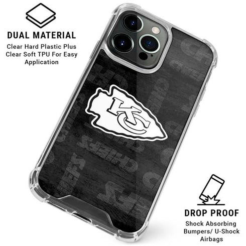 NFL Kansas City Chiefs Black & White iPhone 16 Pro Max Clear Case