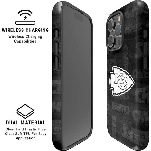 NFL Kansas City Chiefs Black & White iPhone 16 Pro Max Magsafe Impact Case