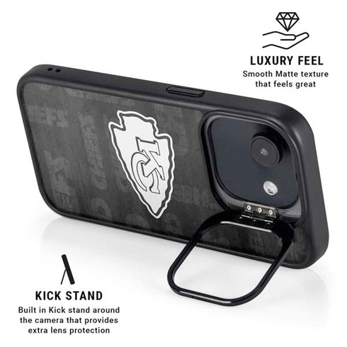 NFL Kansas City Chiefs Black & White iPhone 16e Kickstand Case