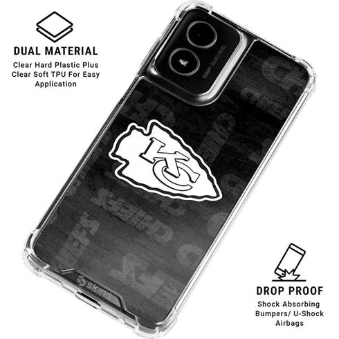 NFL Kansas City Chiefs Black & White Moto G Power 5G (2024) Clear Case