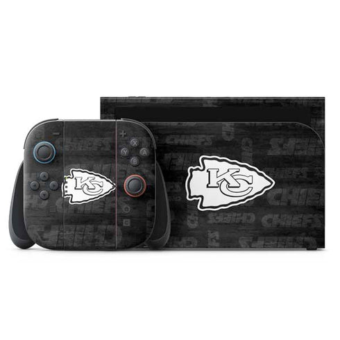NFL Kansas City Chiefs Black & White Nintendo Switch 2 (2025) with Joy-Con Skin