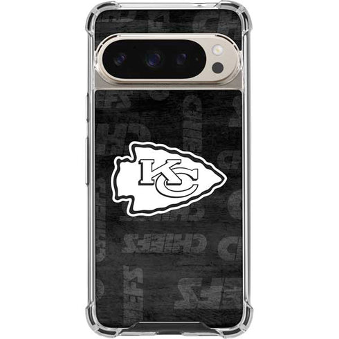 NFL Kansas City Chiefs Black & White Pixel 9/9 Pro Clear Case