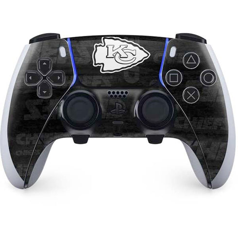 NFL Kansas City Chiefs Black & White PS5 DualSense Edge Pro Controller Skin