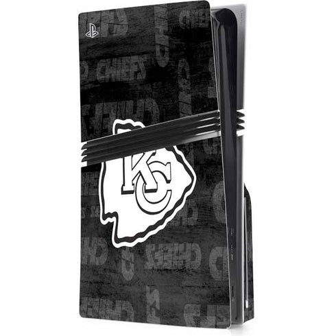 NFL Kansas City Chiefs Black & White PS5 Pro Disk Console Skin