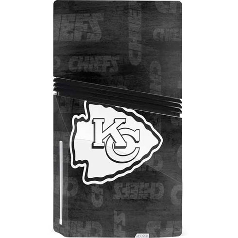 NFL Kansas City Chiefs Black & White PS5 Pro Disk Console Skin