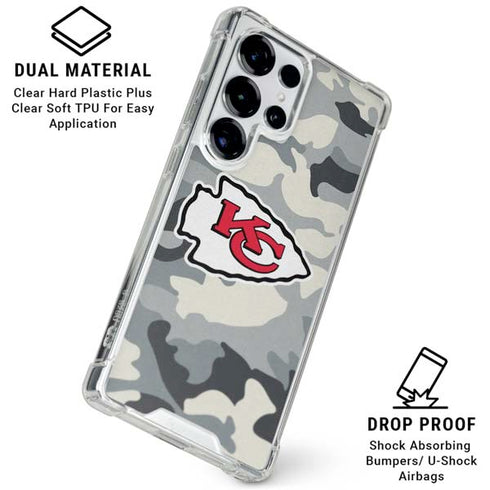 NFL Kansas City Chiefs Camo Galaxy S25 Ultra Clear Case