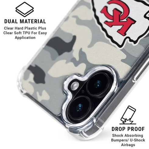 NFL Kansas City Chiefs Camo iPhone 16 Plus Clear Case