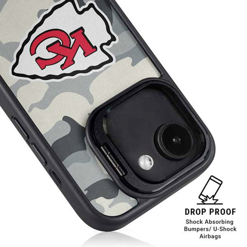 NFL Kansas City Chiefs Camo iPhone 16e Kickstand Case