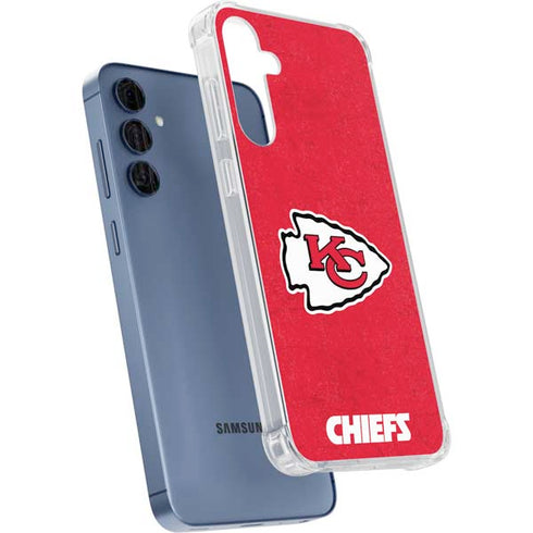 NFL Kansas City Chiefs Distressed Galaxy A55 5G Clear Case