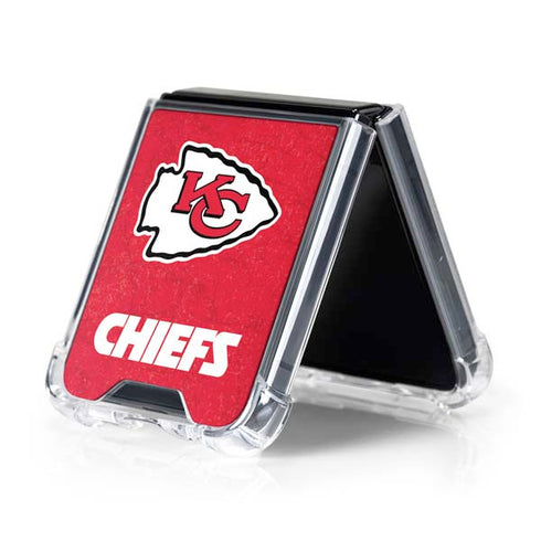 NFL Kansas City Chiefs Distressed Galaxy Z Flip5 5G Clear Case