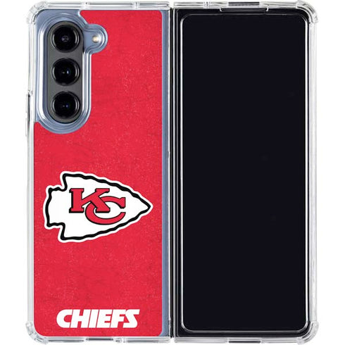 NFL Kansas City Chiefs Distressed Galaxy Z Fold5 5G Clear Case