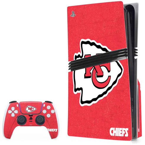 NFL Kansas City Chiefs Distressed PS5 Pro Disk Bundle Skin