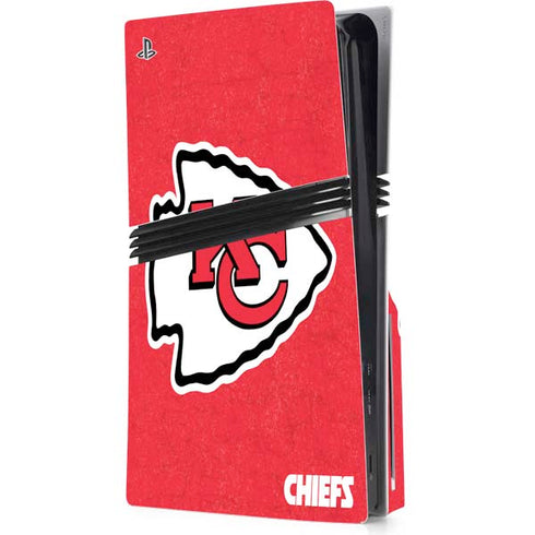 NFL Kansas City Chiefs Distressed PS5 Pro Disk Console Skin