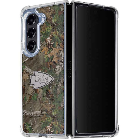 NFL Kansas City Chiefs Realtree Xtra Green Camo Galaxy Z Fold5 5G Clear Case