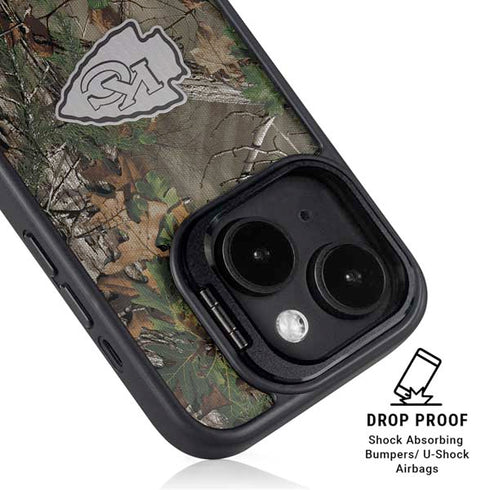 NFL Kansas City Chiefs Realtree Xtra Green Camo iPhone 13 Kickstand Case
