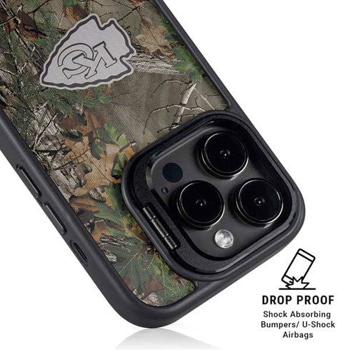 NFL Kansas City Chiefs Realtree Xtra Green Camo iPhone 15 Pro Max Kickstand Case