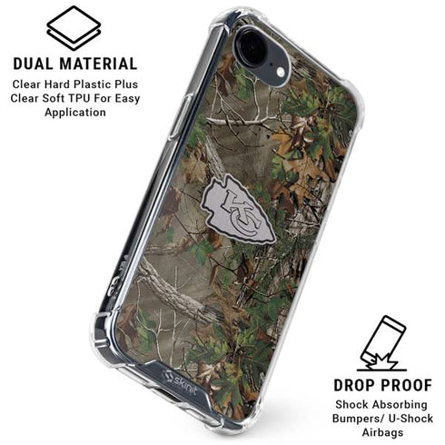 NFL Kansas City Chiefs Realtree Xtra Green Camo iPhone 16e Clear Case