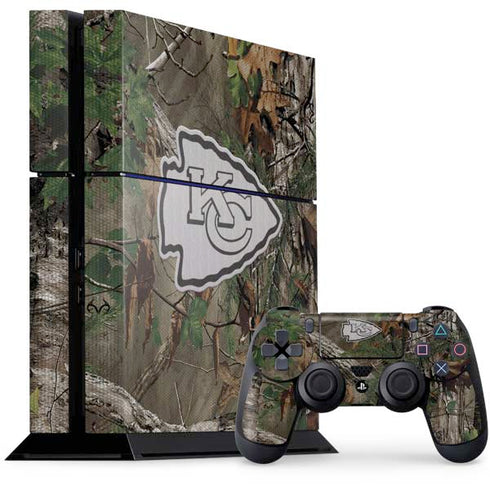 NFL Kansas City Chiefs Realtree Xtra Green Camo PS4 Console and Controller Bundle Skin