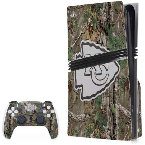 NFL Kansas City Chiefs Realtree Xtra Green Camo PS5 Pro Disk Bundle Skin