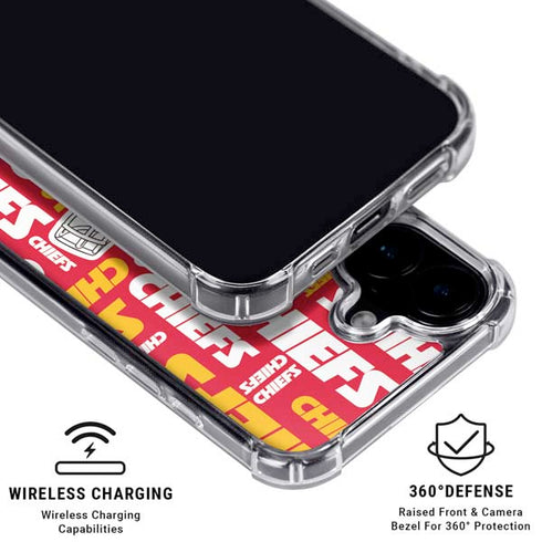NFL Kansas City Chiefs Red Blast iPhone 16 Plus Clear Case