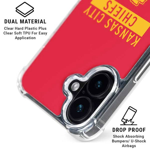 NFL Kansas City Chiefs Red Performance Series iPhone 16 Plus Clear Case