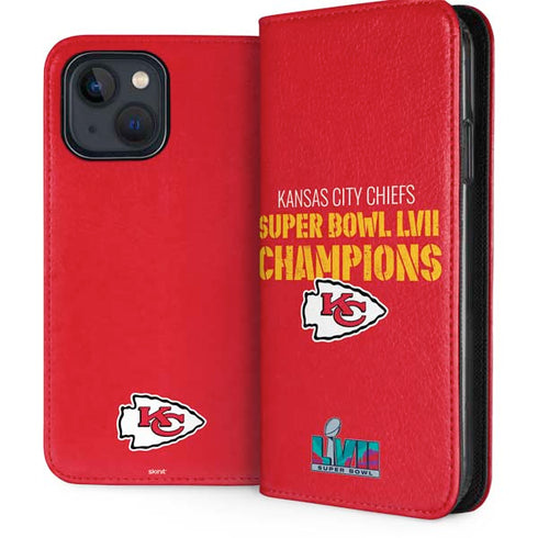 NFL Kansas City Chiefs Super Bowl LVII Champions iPhone 15 Plus Folio Case