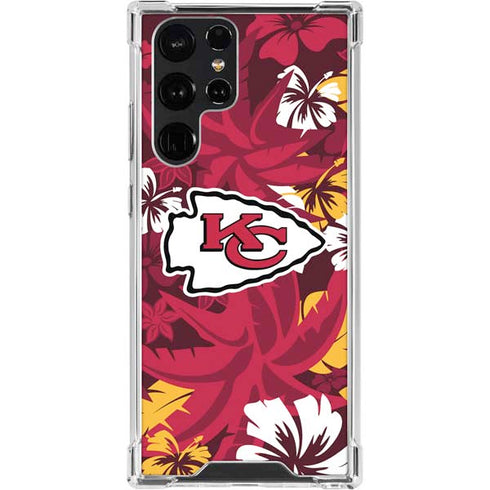NFL Kansas City Chiefs Tropical Print Galaxy S23 Ultra Clear Case