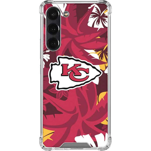 NFL Kansas City Chiefs Tropical Print Galaxy S24 FE Clear Case