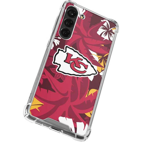 NFL Kansas City Chiefs Tropical Print Galaxy S24 FE Clear Case