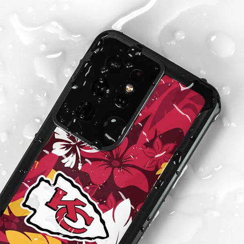 NFL Kansas City Chiefs Tropical Print Galaxy S24 Ultra Waterproof Case