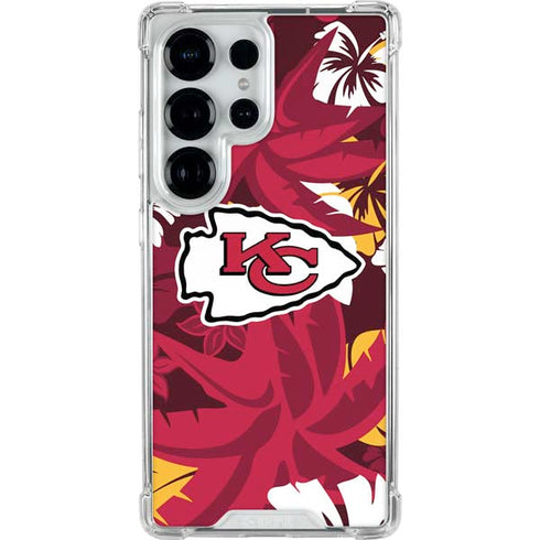 NFL Kansas City Chiefs Tropical Print Galaxy S25 Ultra Clear Case