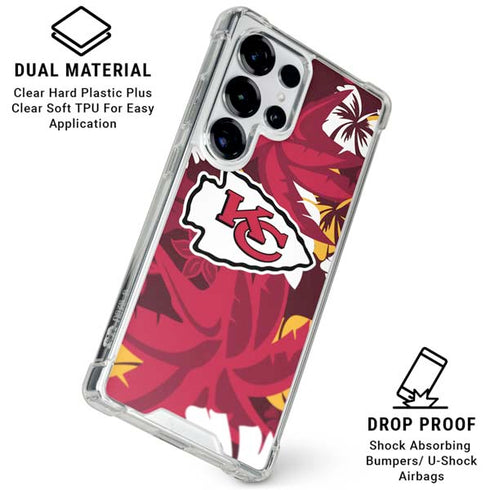 NFL Kansas City Chiefs Tropical Print Galaxy S25 Ultra Clear Case