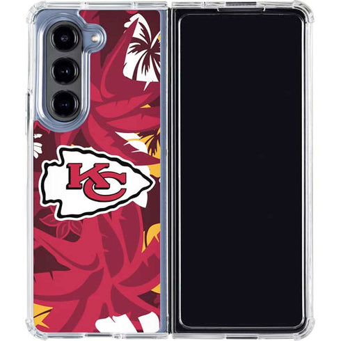 NFL Kansas City Chiefs Tropical Print Galaxy Z Fold5 5G Clear Case