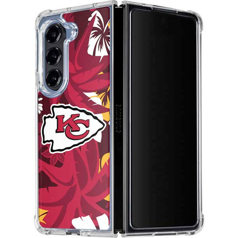 NFL Kansas City Chiefs Tropical Print Galaxy Z Fold5 5G Clear Case