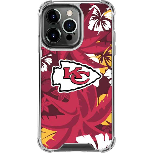 NFL Kansas City Chiefs Tropical Print iPhone 16 Pro Max Clear Case