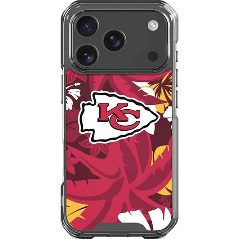 NFL Kansas City Chiefs Tropical Print iPhone 18 Pro Clear Case