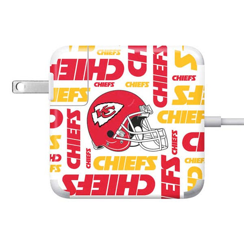NFL Kansas City Chiefs White Blast 85W Power Adapter (15 and 17 inch MacBook Pro Charger) Skin