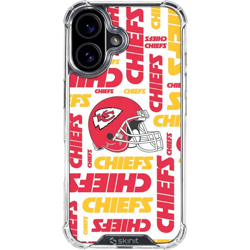 NFL Kansas City Chiefs White Blast iPhone 16 Plus Clear Case