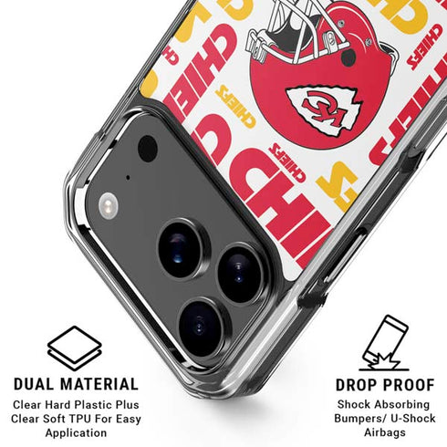NFL Kansas City Chiefs White Blast iPhone 18 Pro Clear Case
